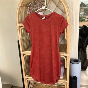 Small Orange Form Fitting Suede Dress